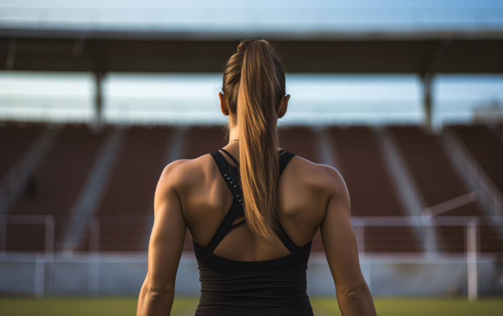 Back view of female athlete doing resistance training – SportPT gym